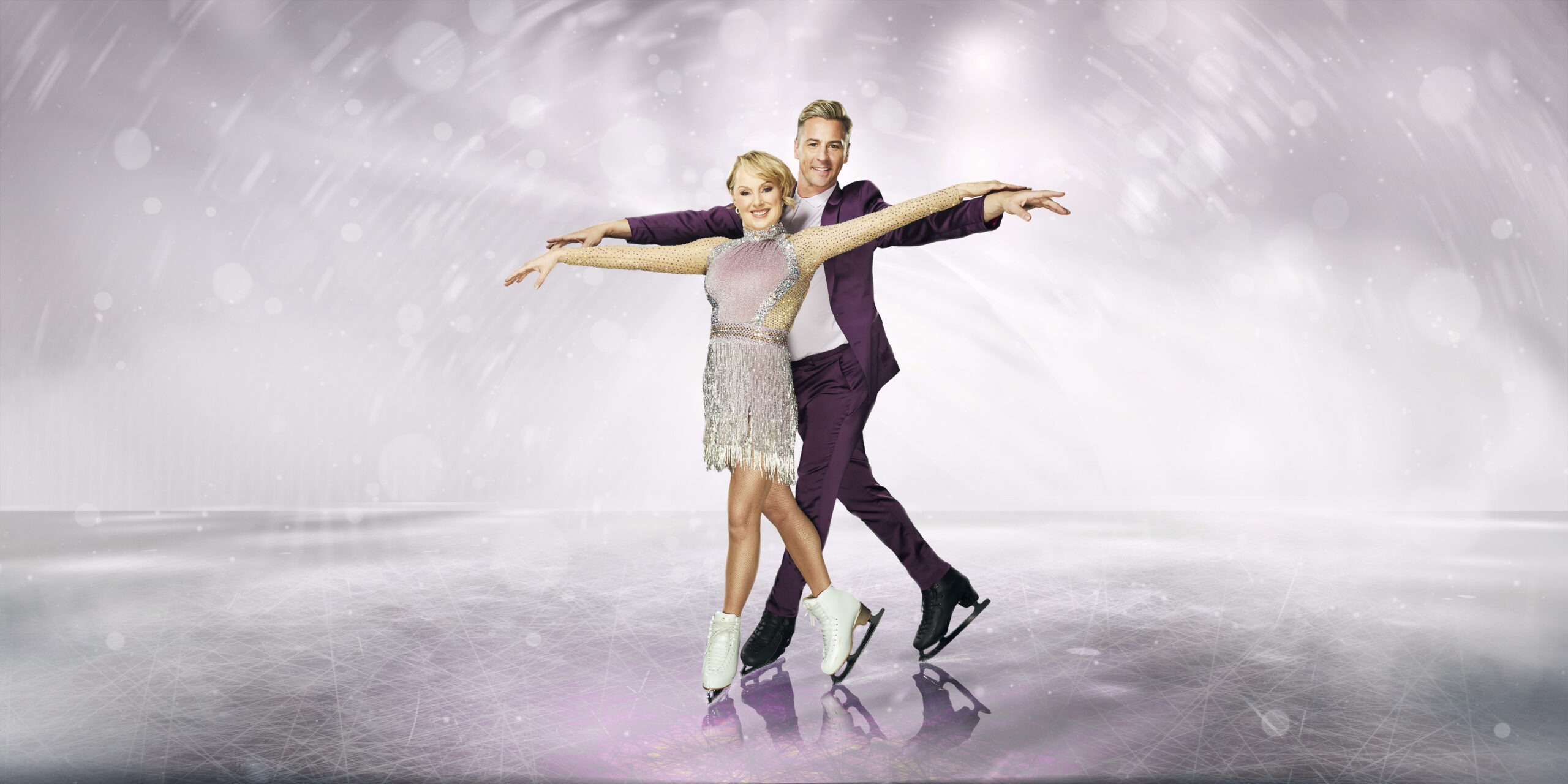 Sally Dynevor poses with Matt Evers for Dancing on Ice promo shot
