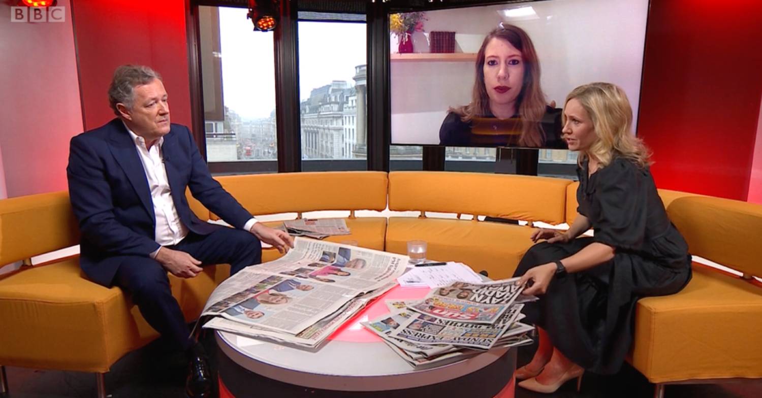 Back on the box: Piers Morgan gave his views on the news headlines on Sunday Morning