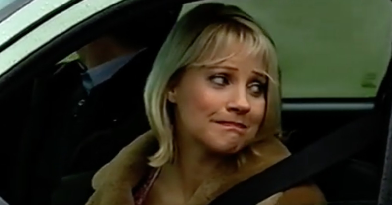 Emmerdale legend Kathy Glover looks back over her shoulder as she drives away