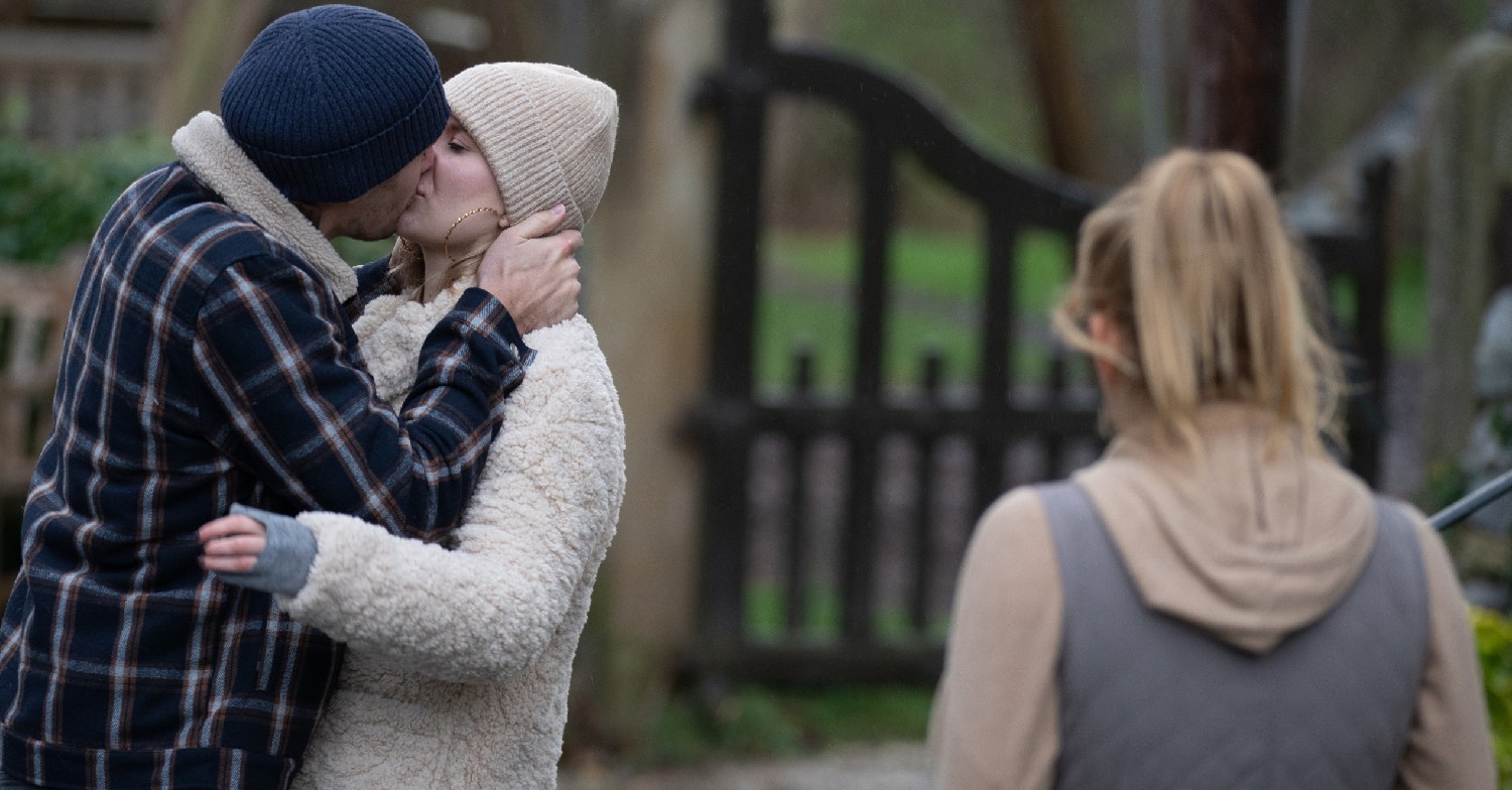 Mackenzie makes a shocking mistake by kissing Dawn in front of Charity (Credit: ITV)