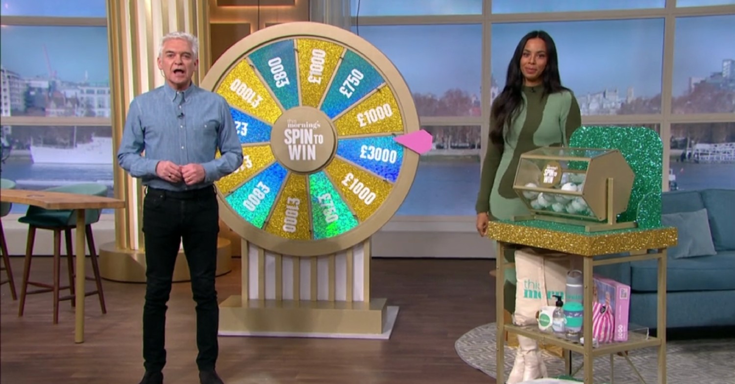 phillip schofield makes joke during this morning spin to win