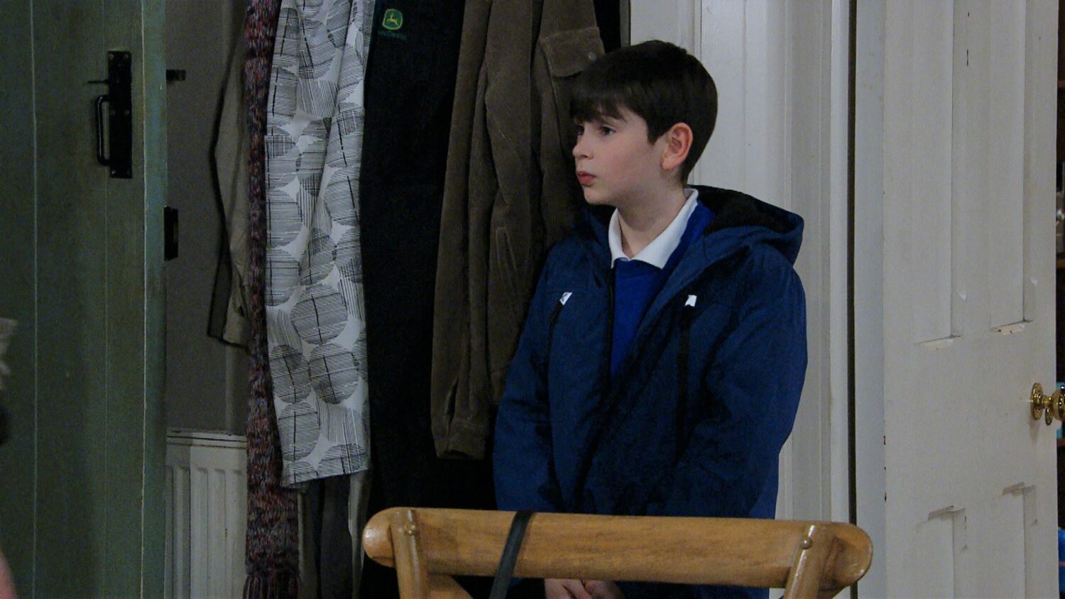 Emmerdale Feb 10 Cain’s temper reaches such a pique little Kyle runs out and goes missing