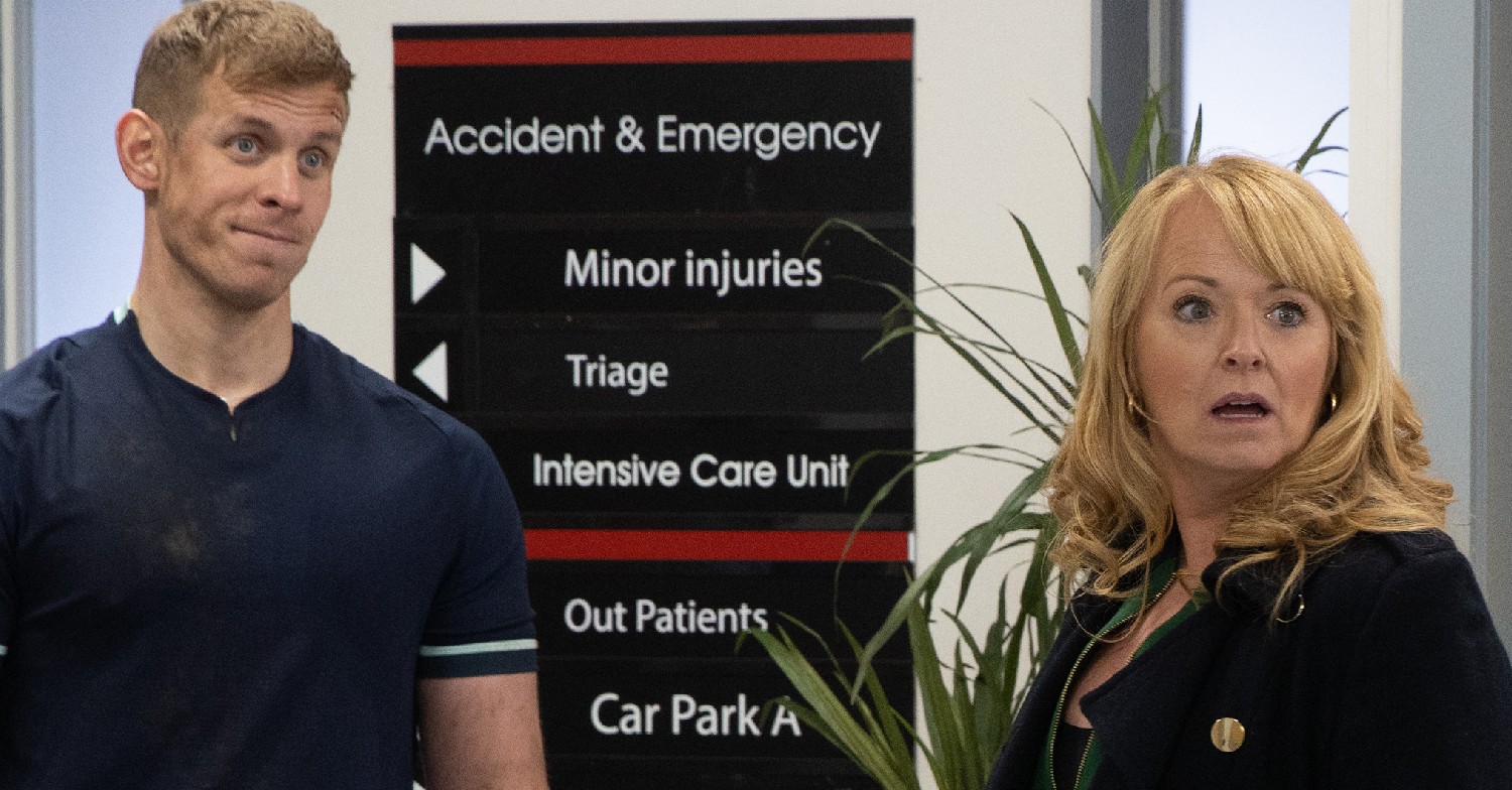 Coronation Street Leo smiles as Jenny looks stunned