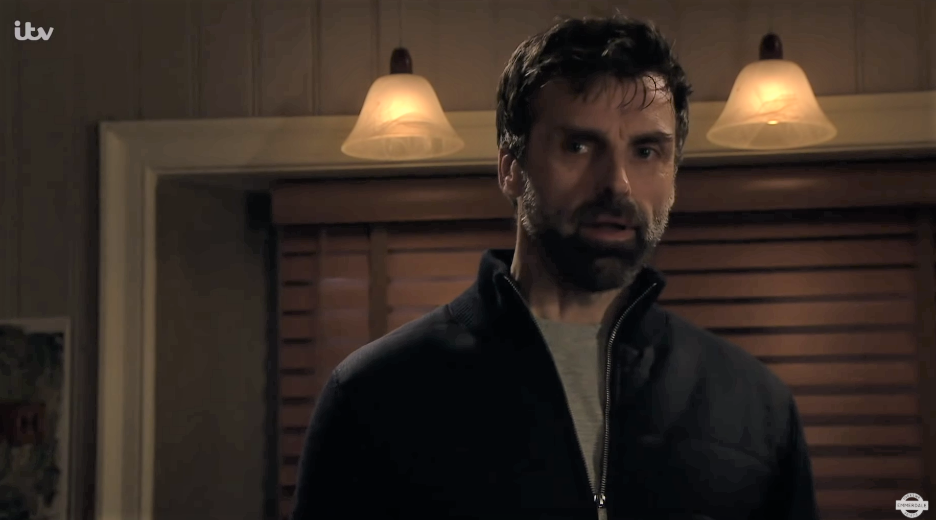 Emmerdale Pierce Harris looks unshaven and stressed as he confesses to Graham's murder