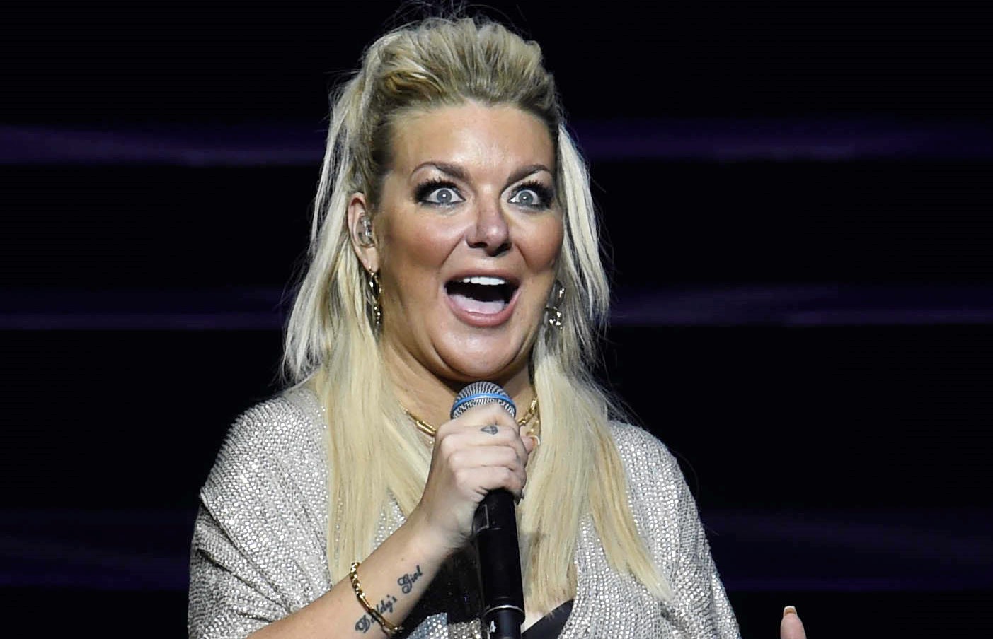 Sheridan Smith looks elated as she performs at the Bobby Ball Variety show