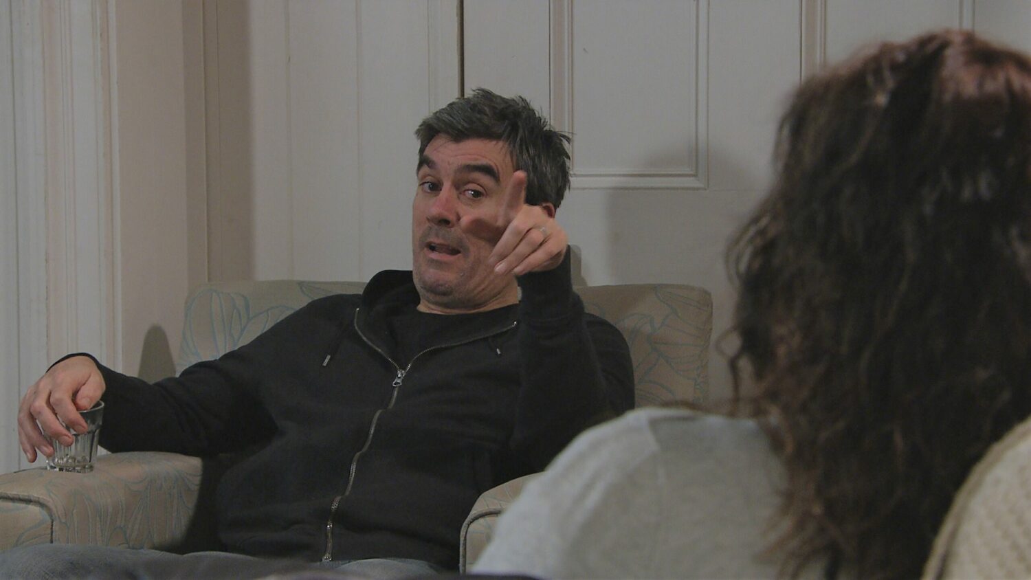 Emmerdale Feb 16 Chas gets in and talks to Cain