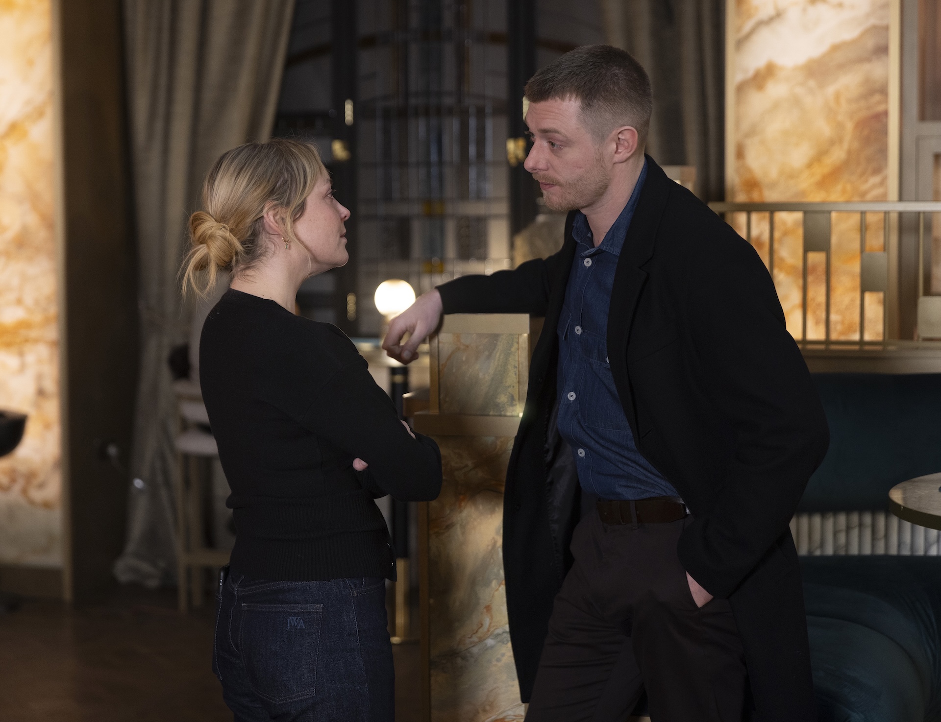 Megan and Daniel talking