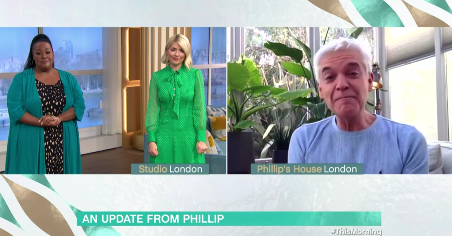 This Morning host Holly Willoughby speaking to Phillip Schofield