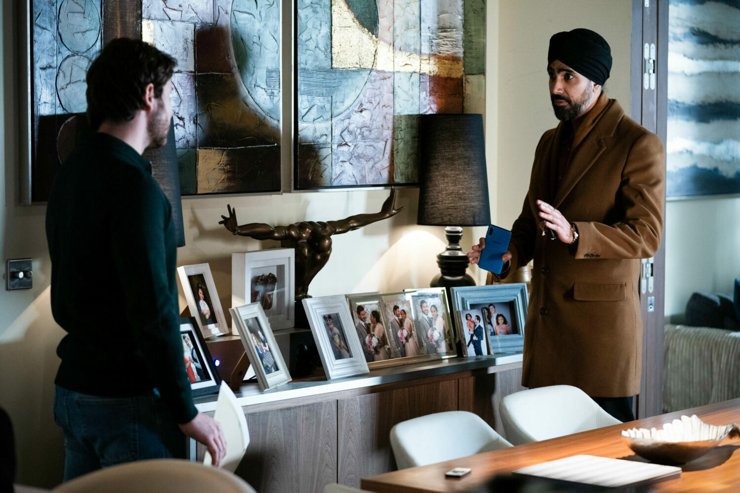 EastEnders Mon 21 Feb Kheerat and Gray struggle to keep their anger in check and as accusations fly