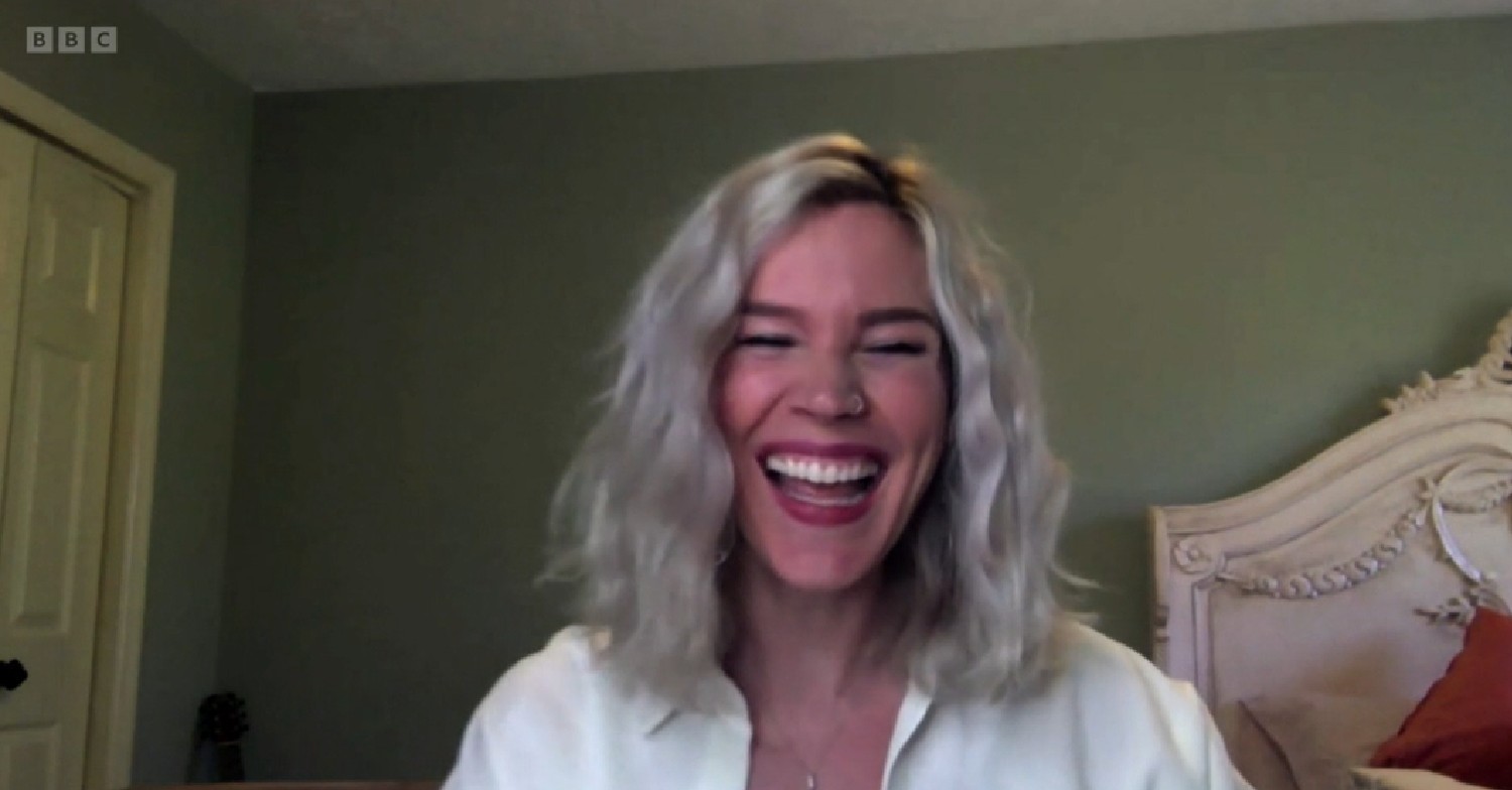 Joss Stone laughing at Alex Jones on The One Show