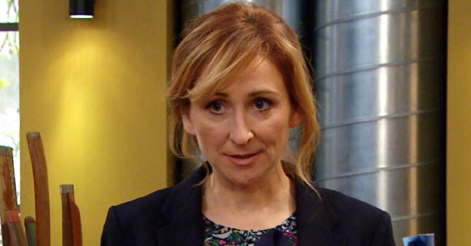 Emmerdale Laurel Thomas looks serious 