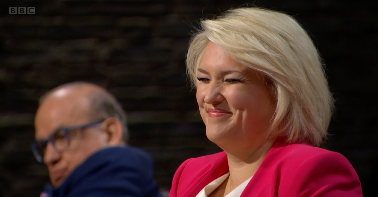 sara davies laughing dragons' den over wype gel