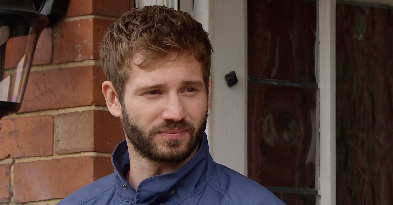 Emmerdale Jamie Tate looking happy (Credit: ITV)