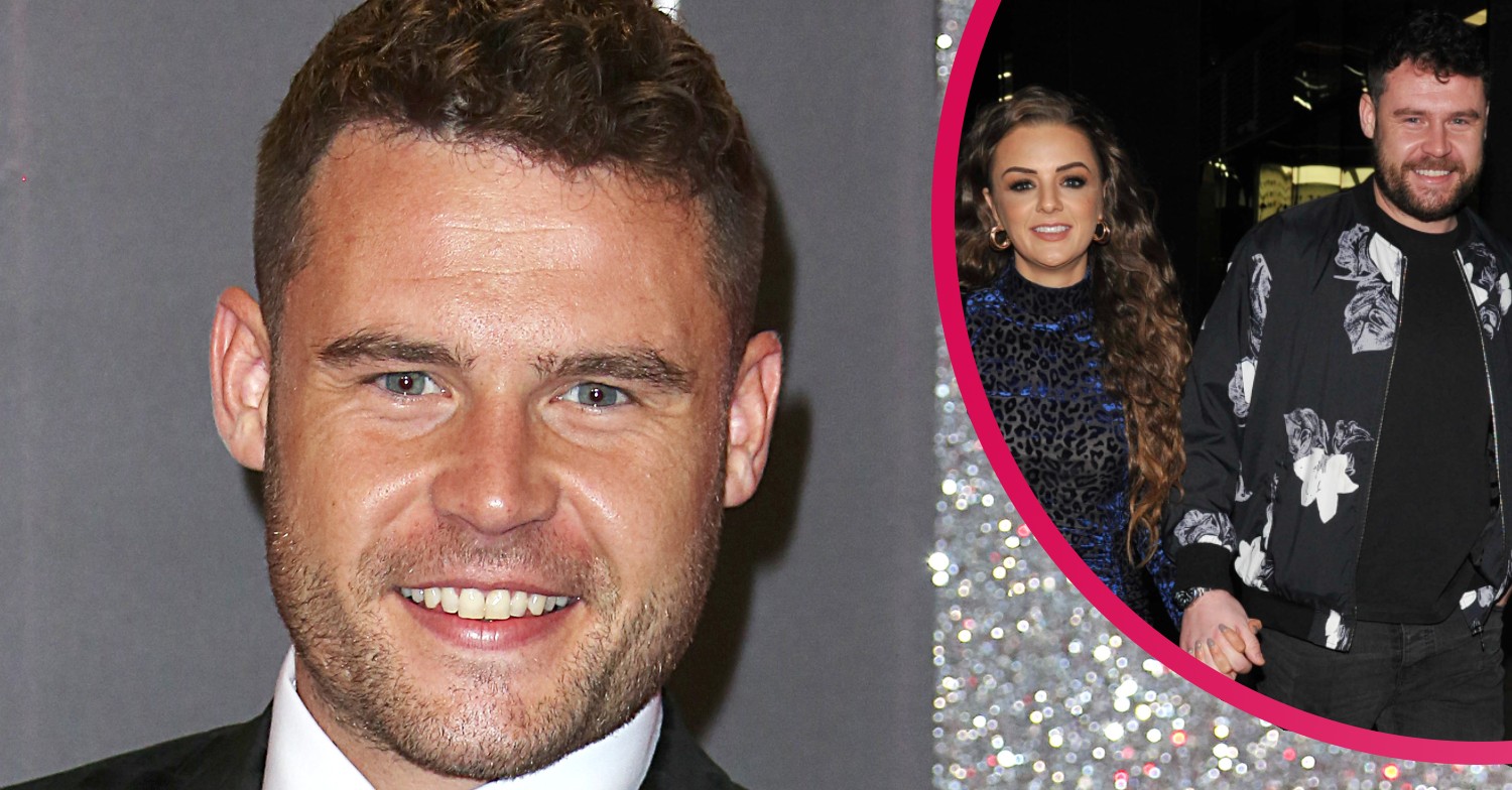 Danny Miller smiles on the red carpet and walks hand in hand with finacee Steph Jones