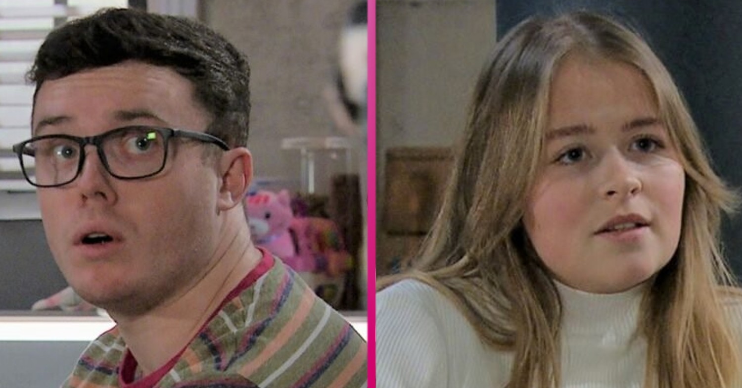 Emmerdale Vinny and Liv looks surprised as they discuss eloping