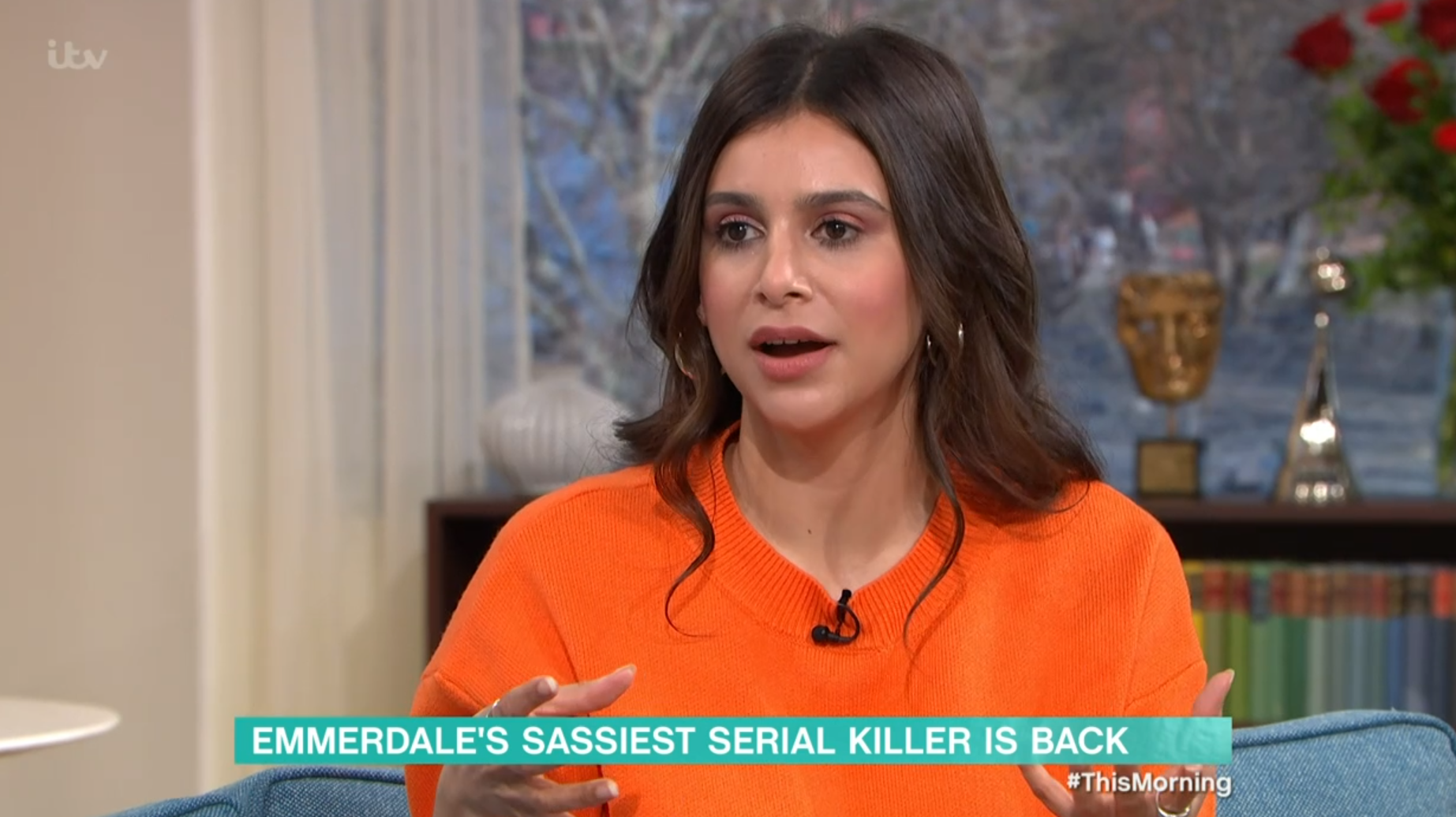 Paige Sandhu on This Morning talks animatedly about Meena