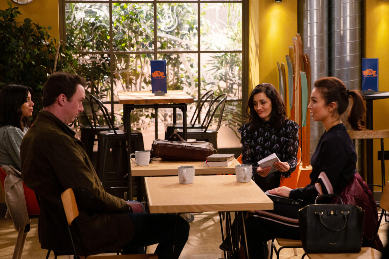 Emmerdale the support group gather but are shocked Charles has been in contact with Meena