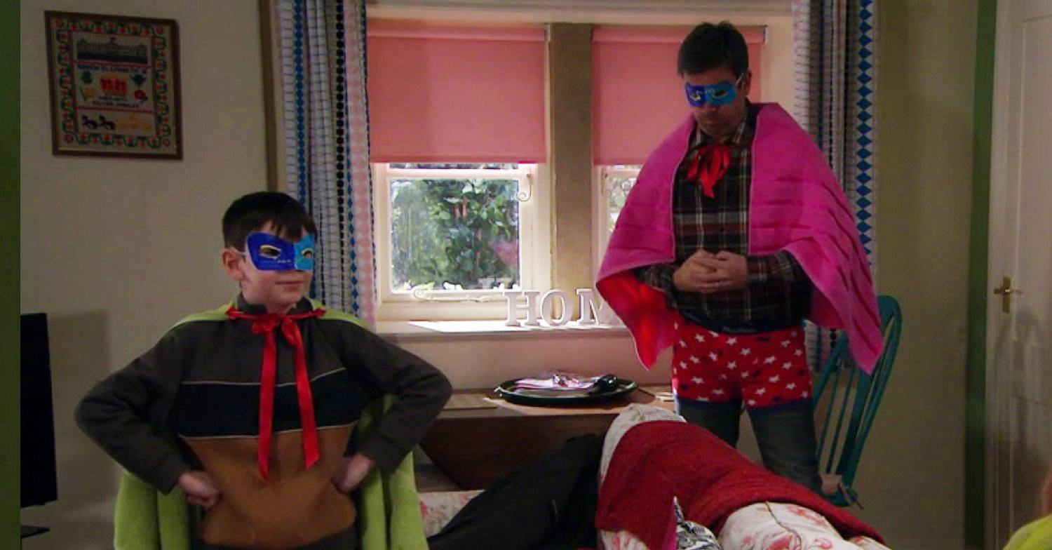 Emmerdale character Cain Dingle as a superhero
