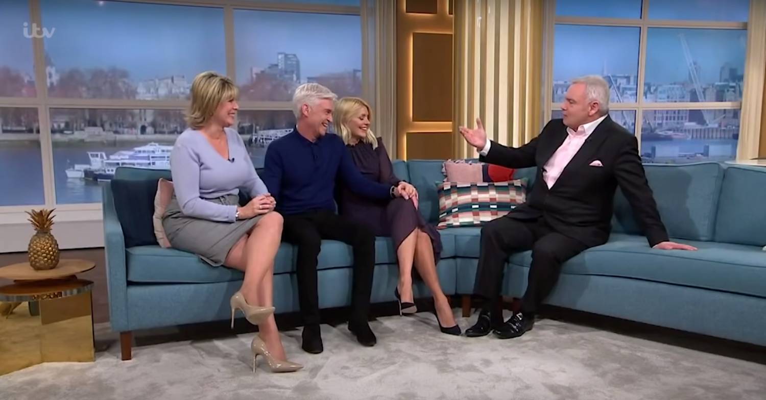 Eamonn Holmes with Ruth Langsford, Phillip Schofield and Holly Willoughby as Phillip came out as gay on TV