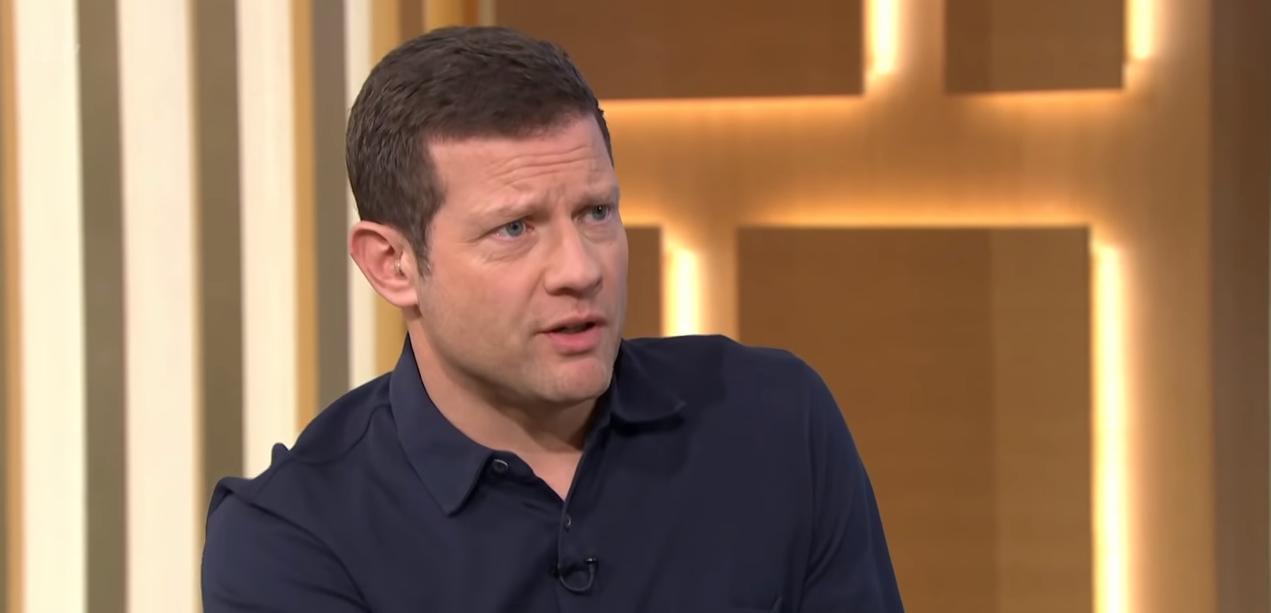 This Morning host Dermot O'Leary looks serious as he interviews a guest