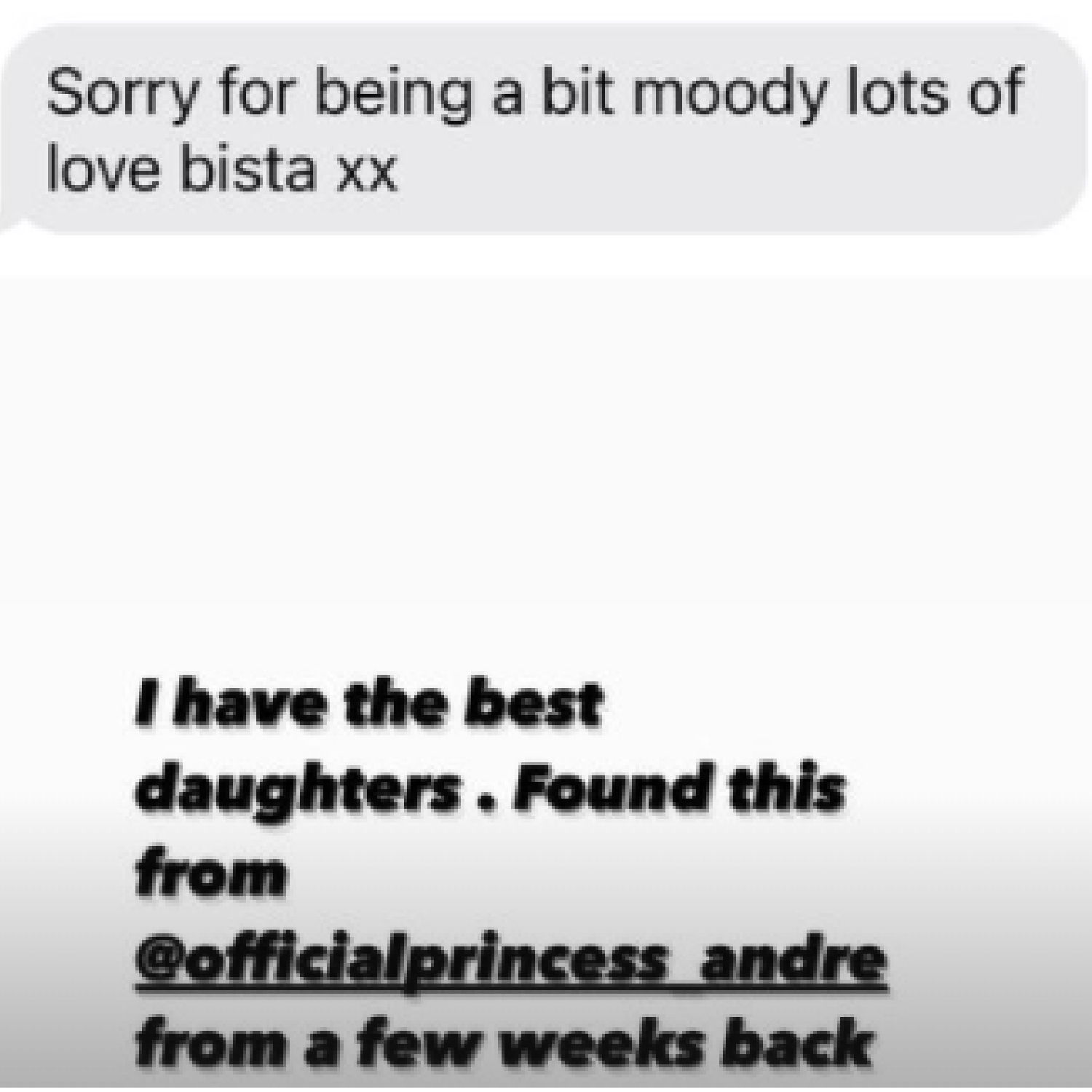 Peter Andre shares texts his daughters have sent him