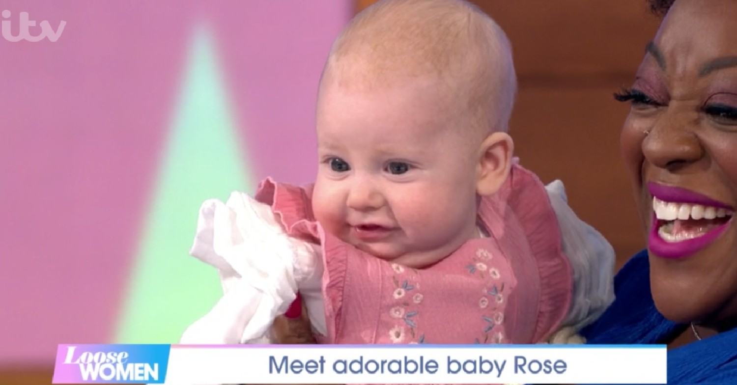 Stacey Solomon with baby Rose on Loose Women