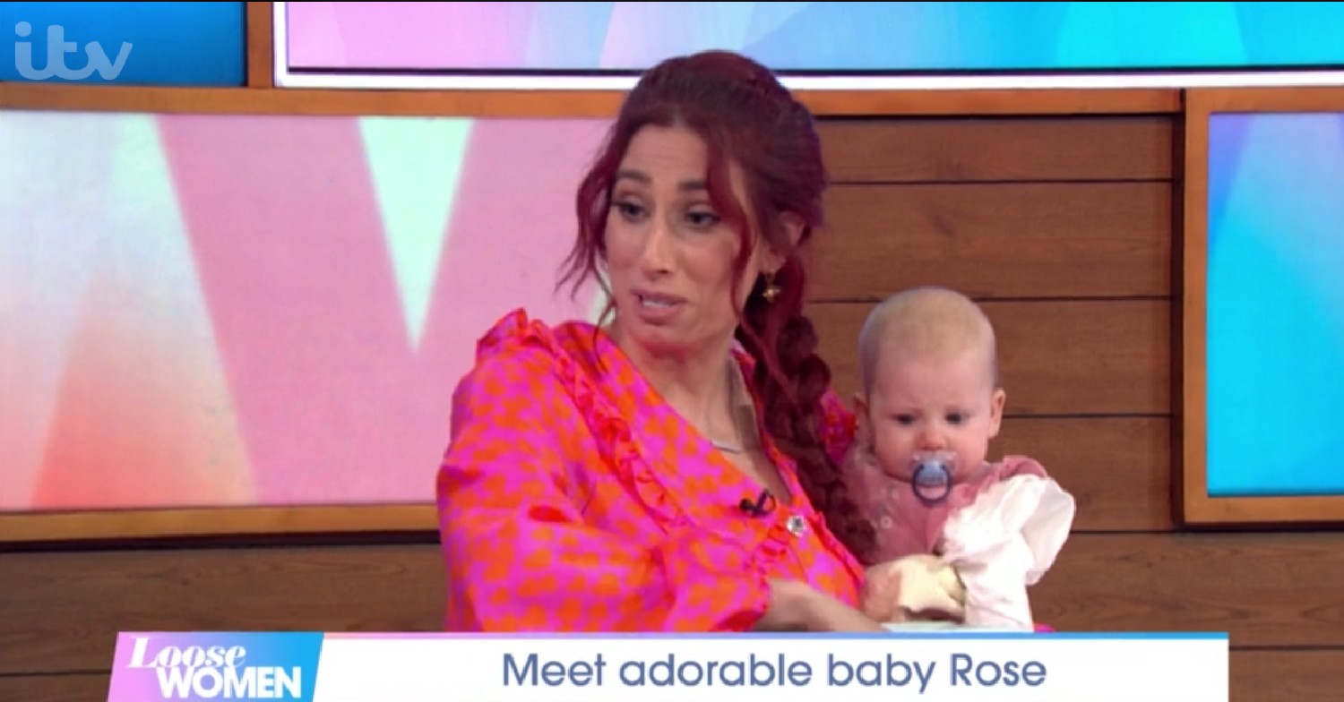 Stacey Solomon with baby Rose on Loose Women