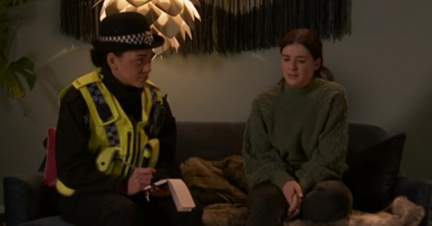 Lydia put on a show for the police so Adam was arrested (Credit: ITV)
