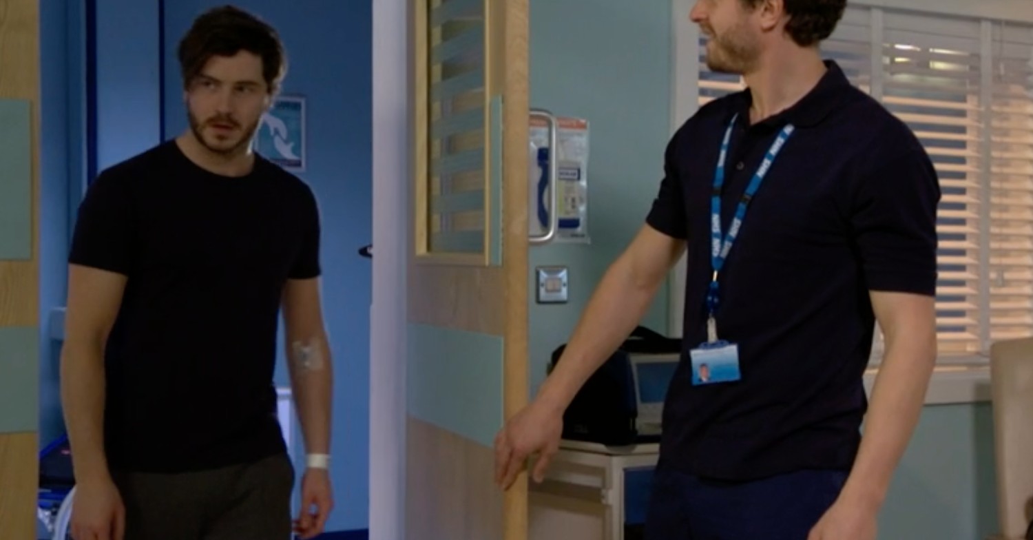 The next he was wandering the hospital with not an injury in sight (Credit: BBC)