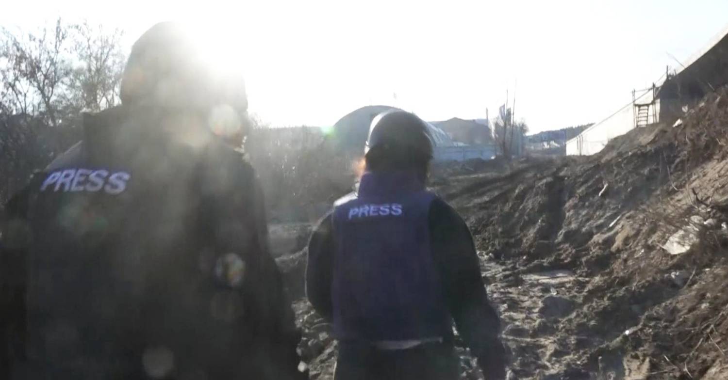 Five members of a Sky News team came under fire in Ukraine