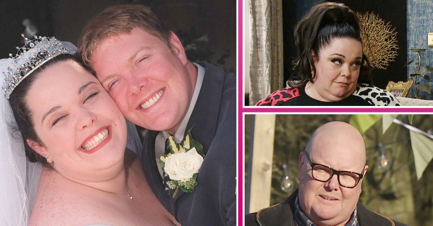 Emmerdale: Paddy and Mandy comp image - wedding shot and two singles