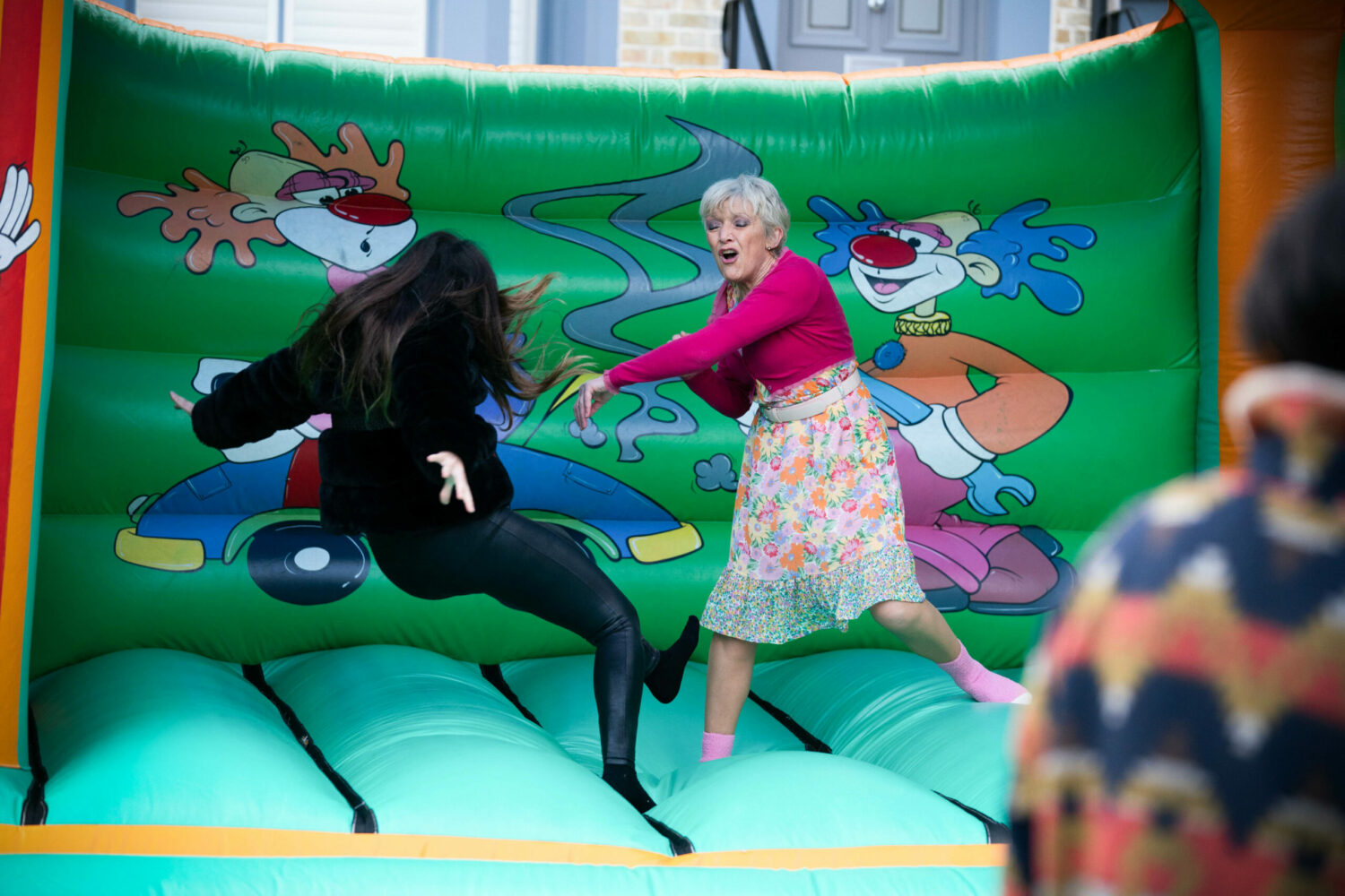 EastEnders Jean on the bouncy castle