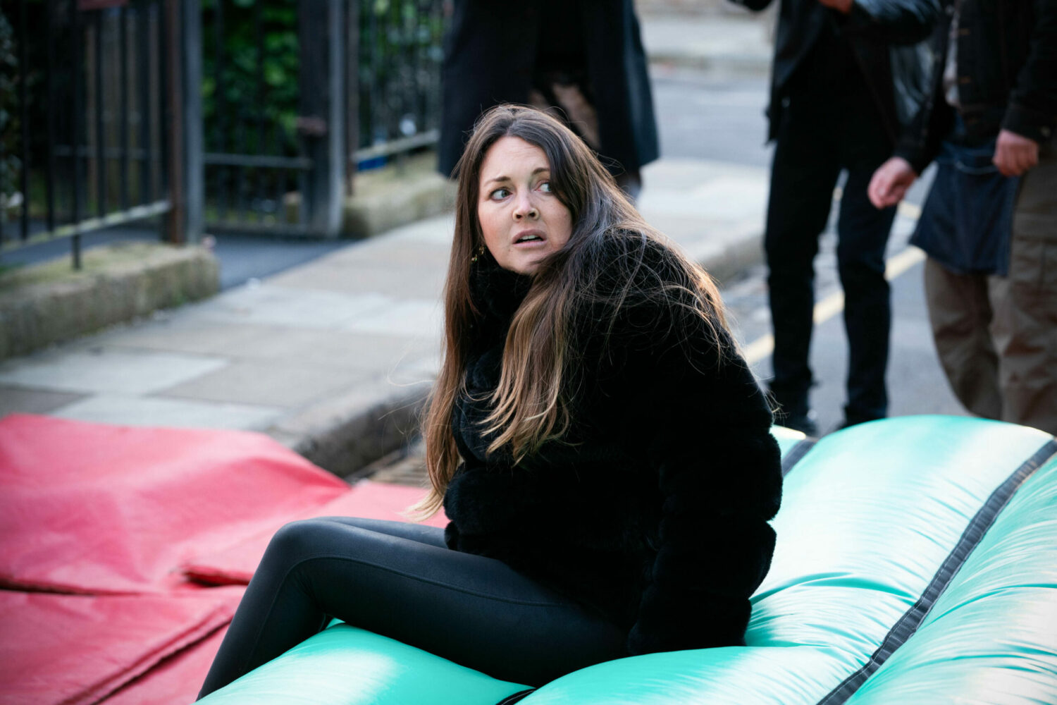 EastEnders Stacey tries to get Jean off the bouncy castle