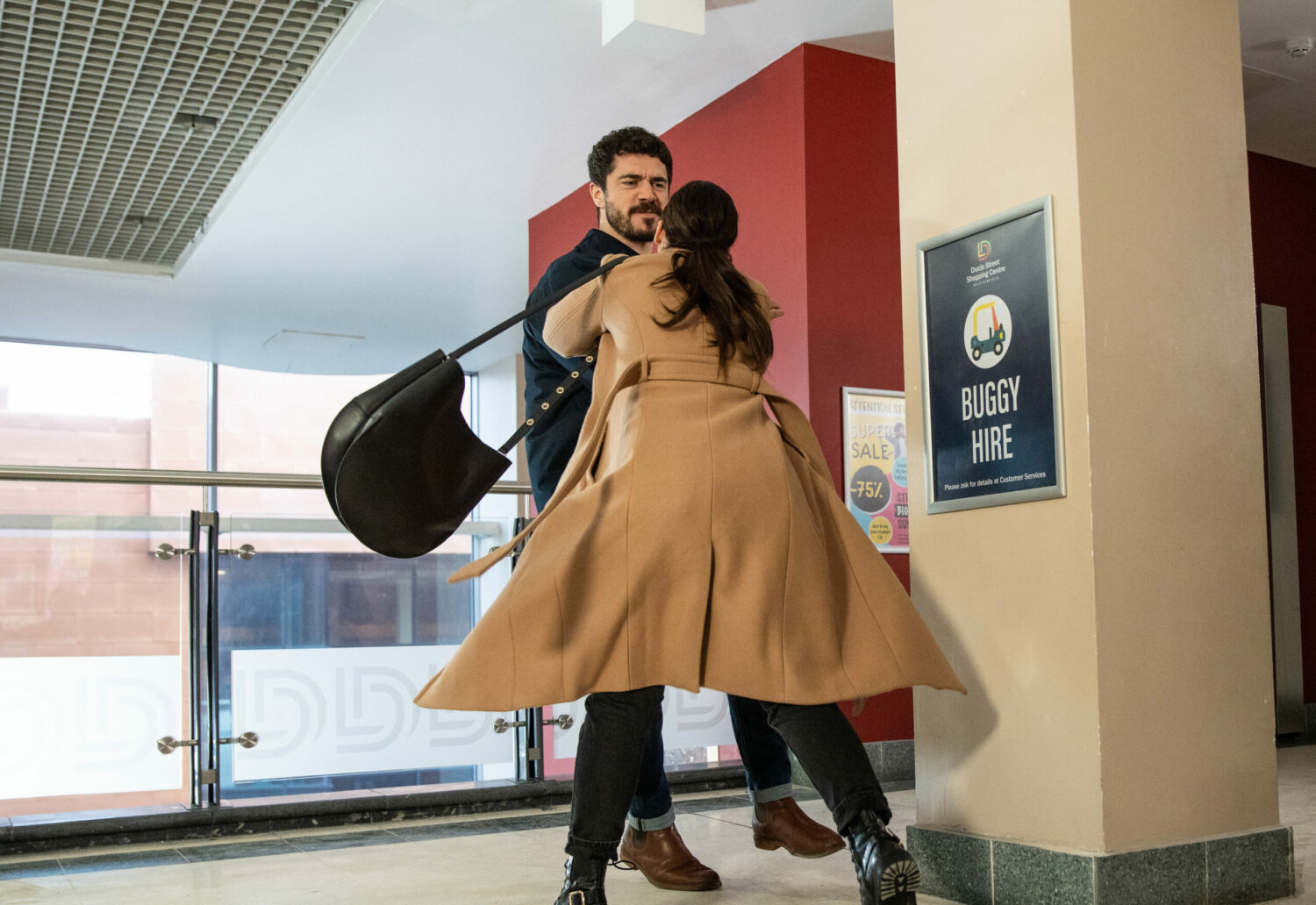 Corrie Angry Lydia slaps Adam then shoves him over the baclony