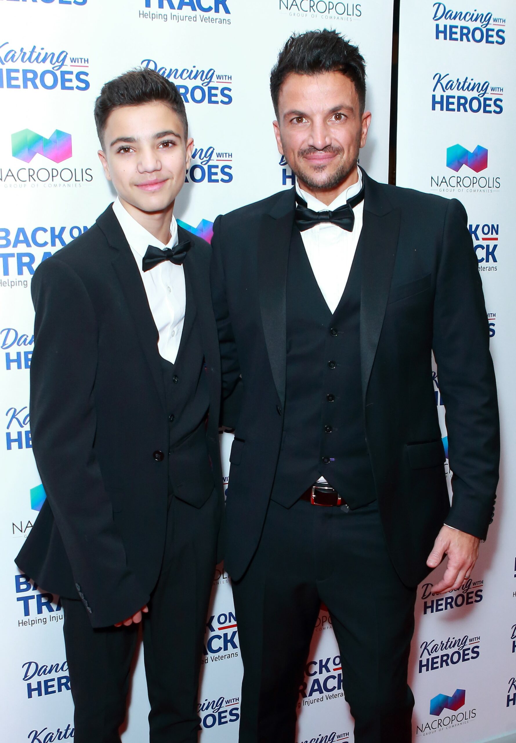 Peter Andre and son Junior on a red carpet