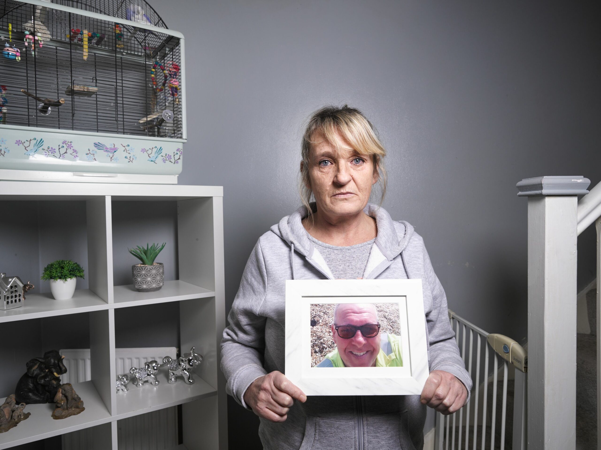 Steve Dymond's fiancee looking sad