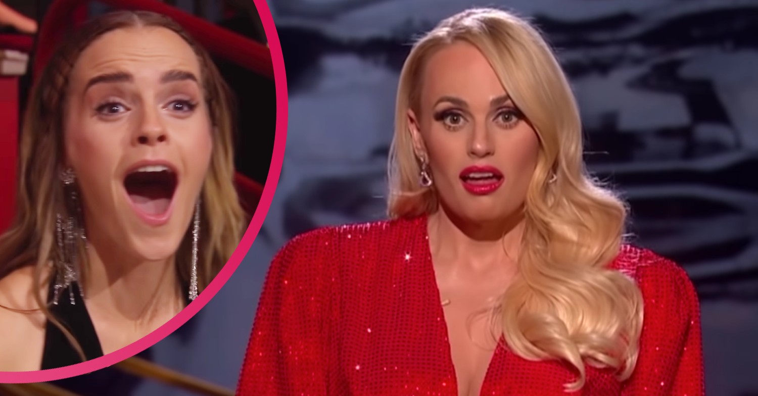 Rebel Wilson hosting the BAFTAS 2022 as Emma Watson looks shocked