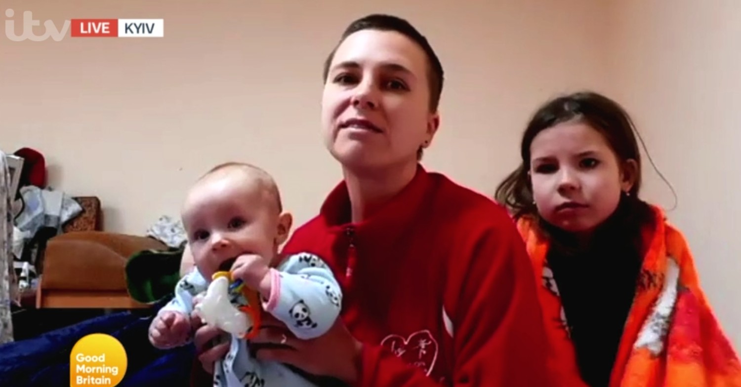 GMB today: Former television journalist Olena Gnes and her children 