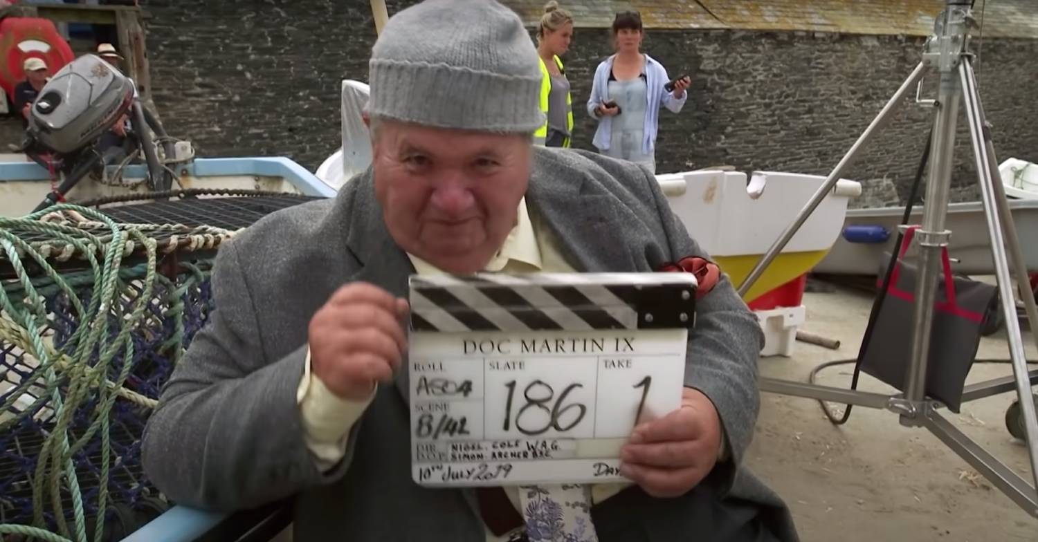 Bert Large star Ian McNeice during the filming of series 9