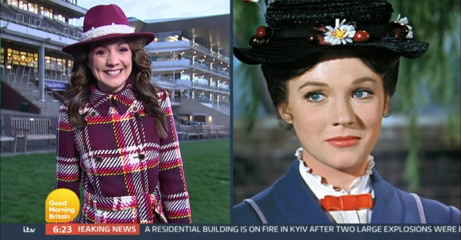 Laura Tobin and Mary Poppins side-by-side comparison on GMB