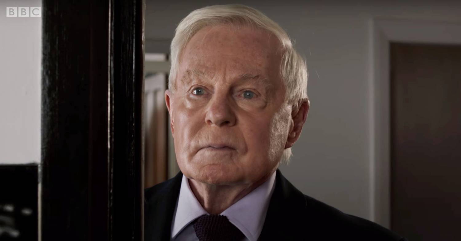 Sir Derek Jacobi looking into the distance in Last Tango in Halifax