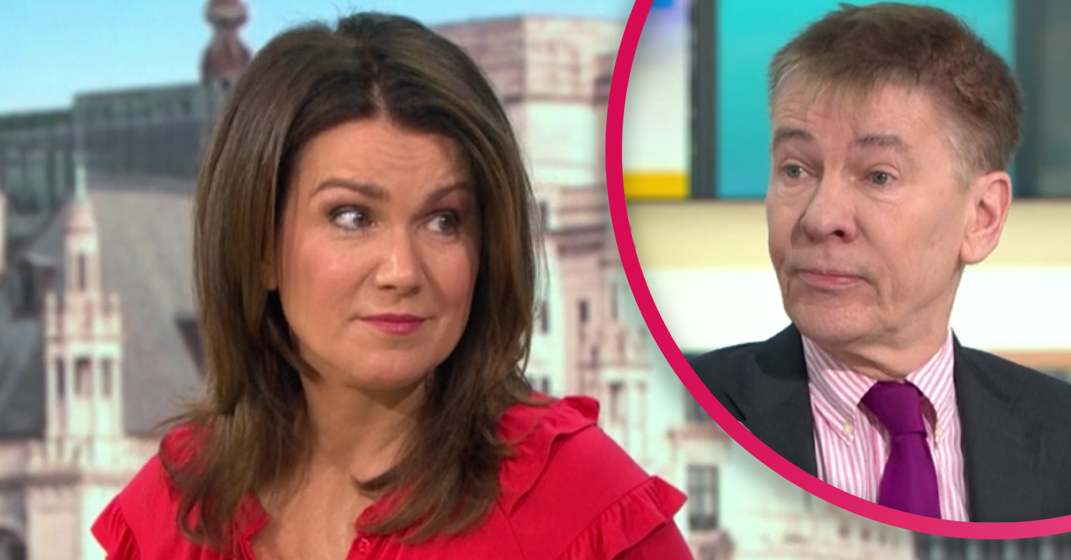 GMB host Susanna Reid looking puzzled wearing red