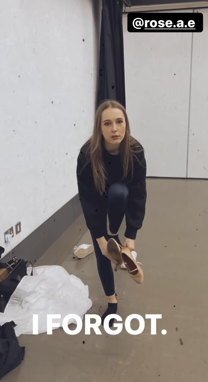 Rose Ayling-Ellis putting on her shoes