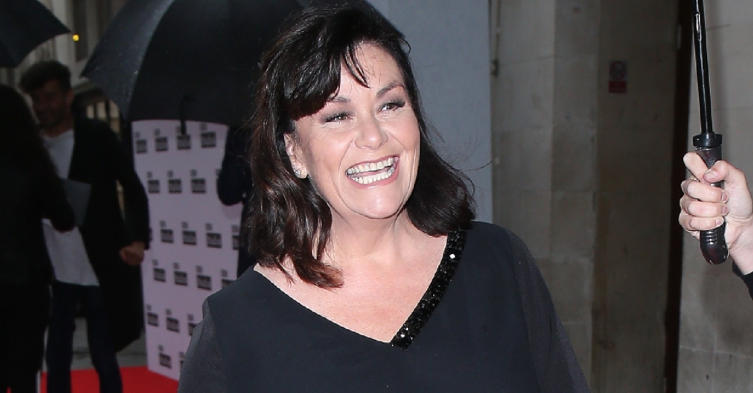 Dawn French in black outfit