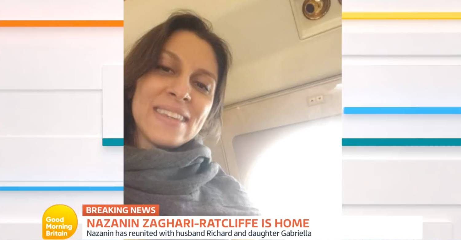 Nazanin pictured during her journey from Iran