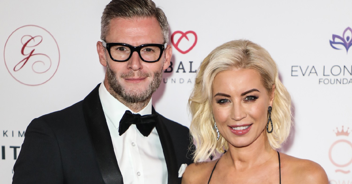 Eddie Boxshall and partner Denise Van Outen smiling for cameras on the red carpet