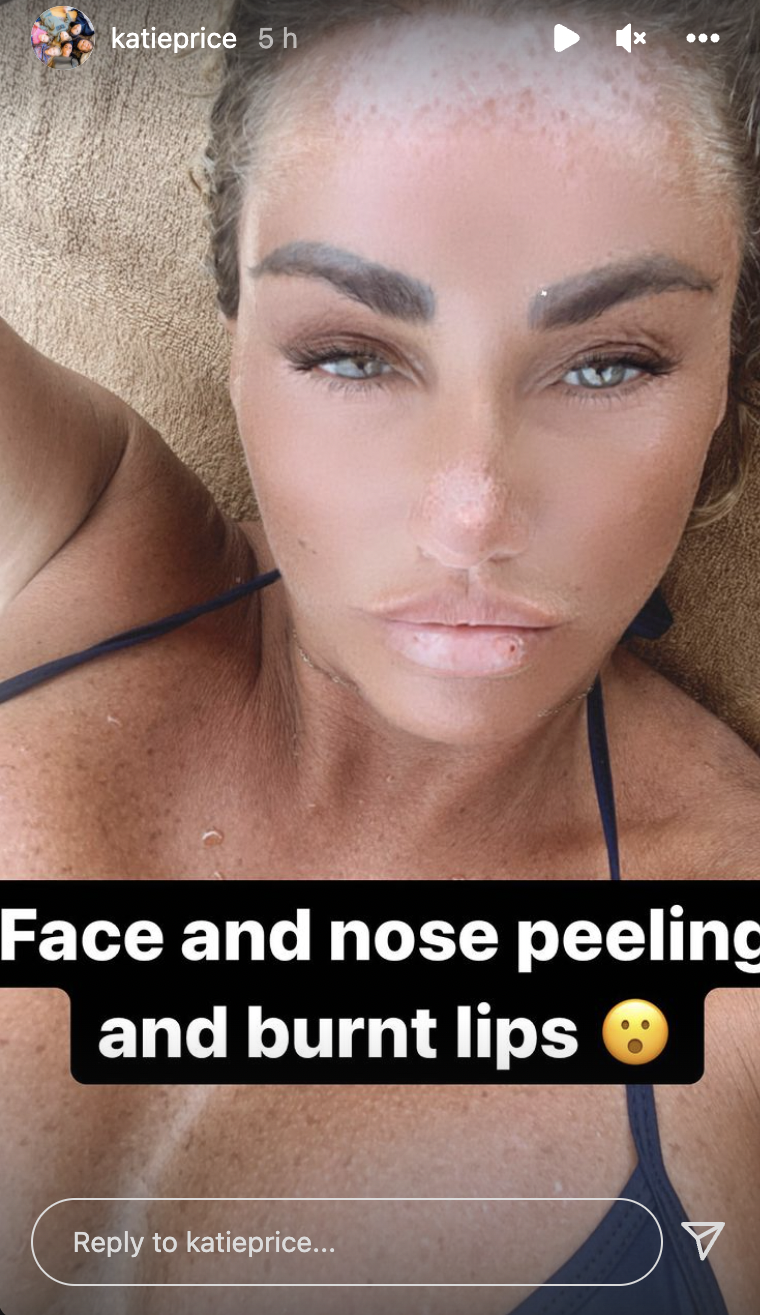 Katie Price pouting on her Instagram story