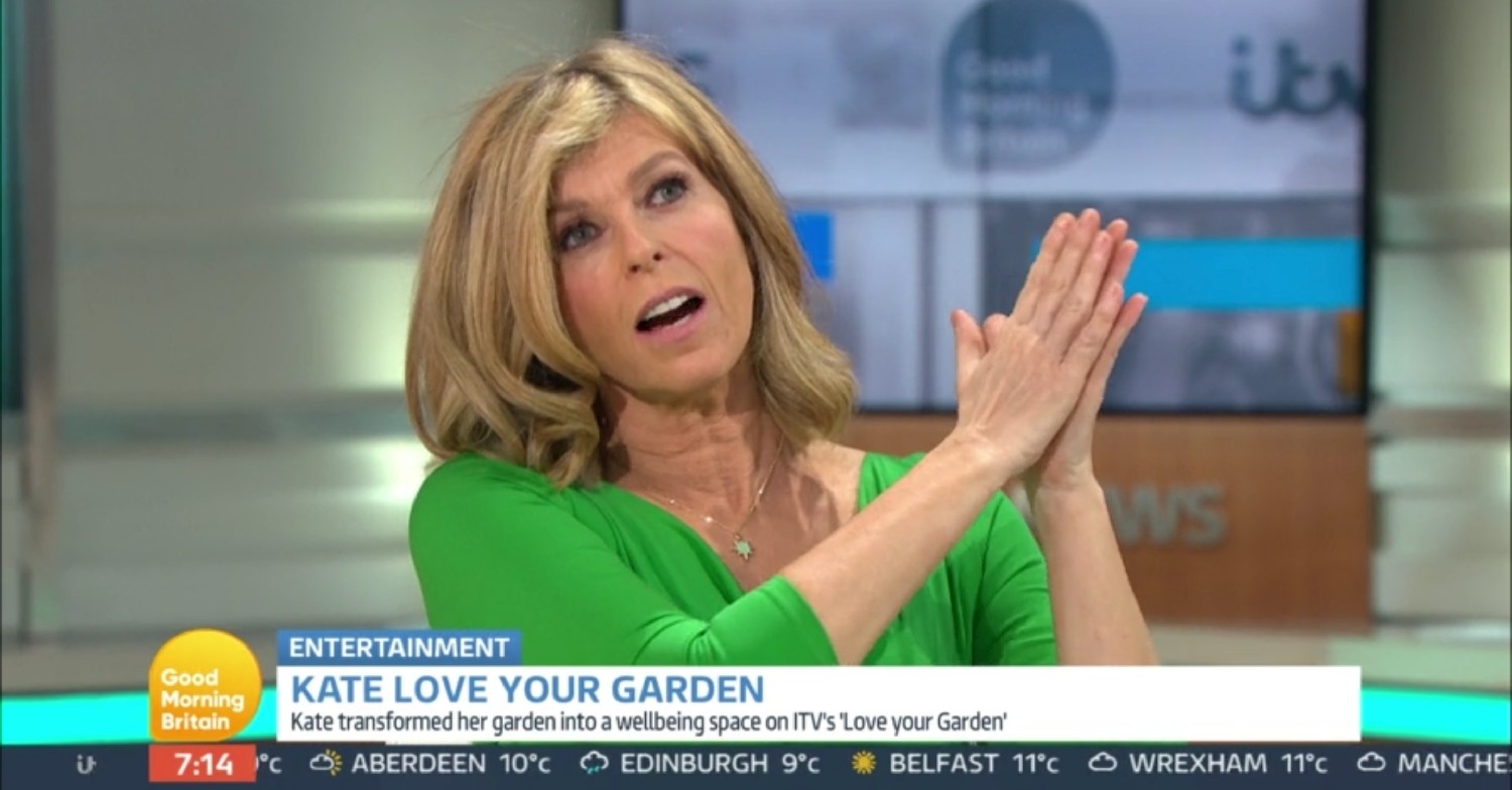Kate Garraway talking animatedly on GMB 