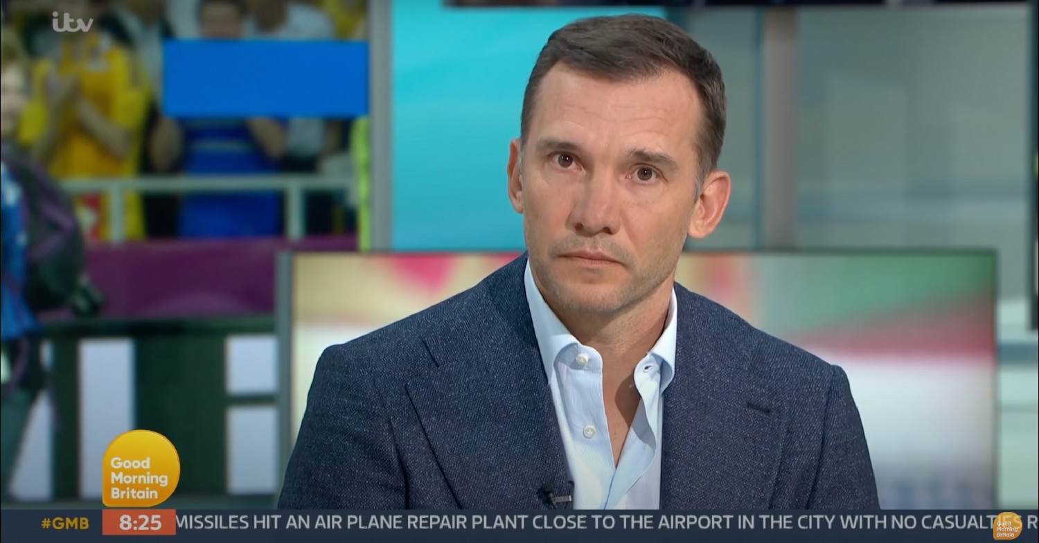 Andriy Shevchenko looking at the camera on GMB