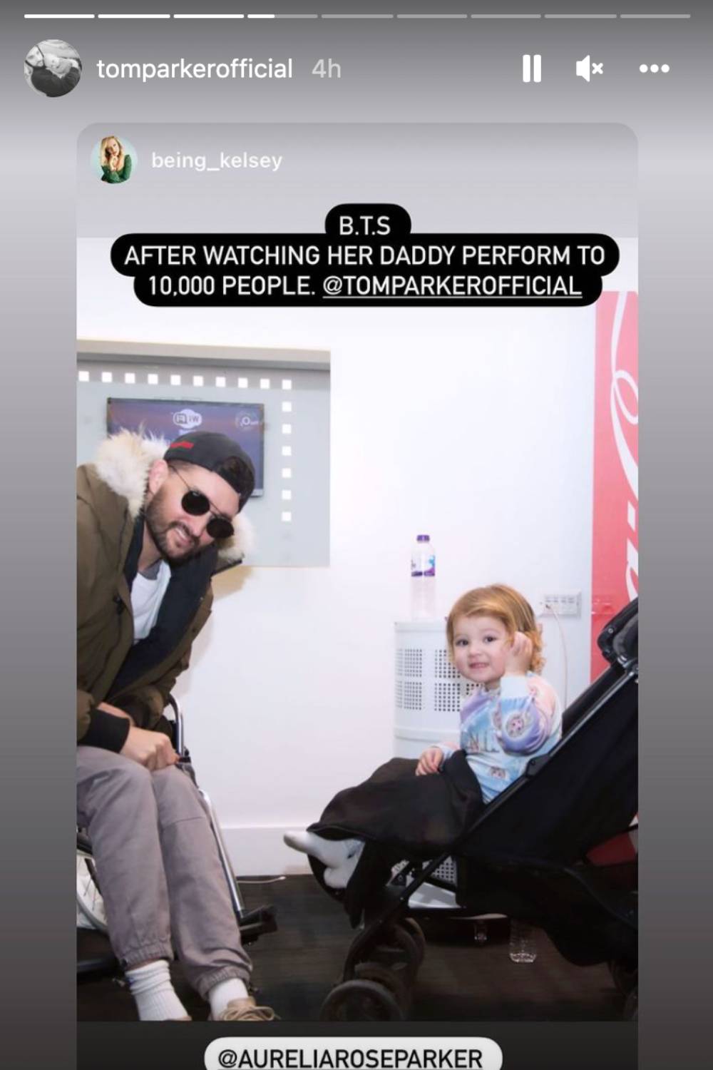 Kelsey and Tom shared an image of daughter Bodhi with her dad on Instagram